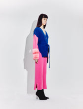 Load image into Gallery viewer, Embellished Colour Block Belted Cardigan in Cobalt &amp; Watermelon
