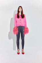 Load image into Gallery viewer, High Neck Buttoned Cardigan with Shearling Cuffs in Watermelon
