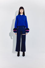 Load image into Gallery viewer, Hoodie with Colour Block Cuffs in COBALT

