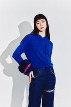 Load image into Gallery viewer, Hoodie with Colour Block Cuffs in COBALT

