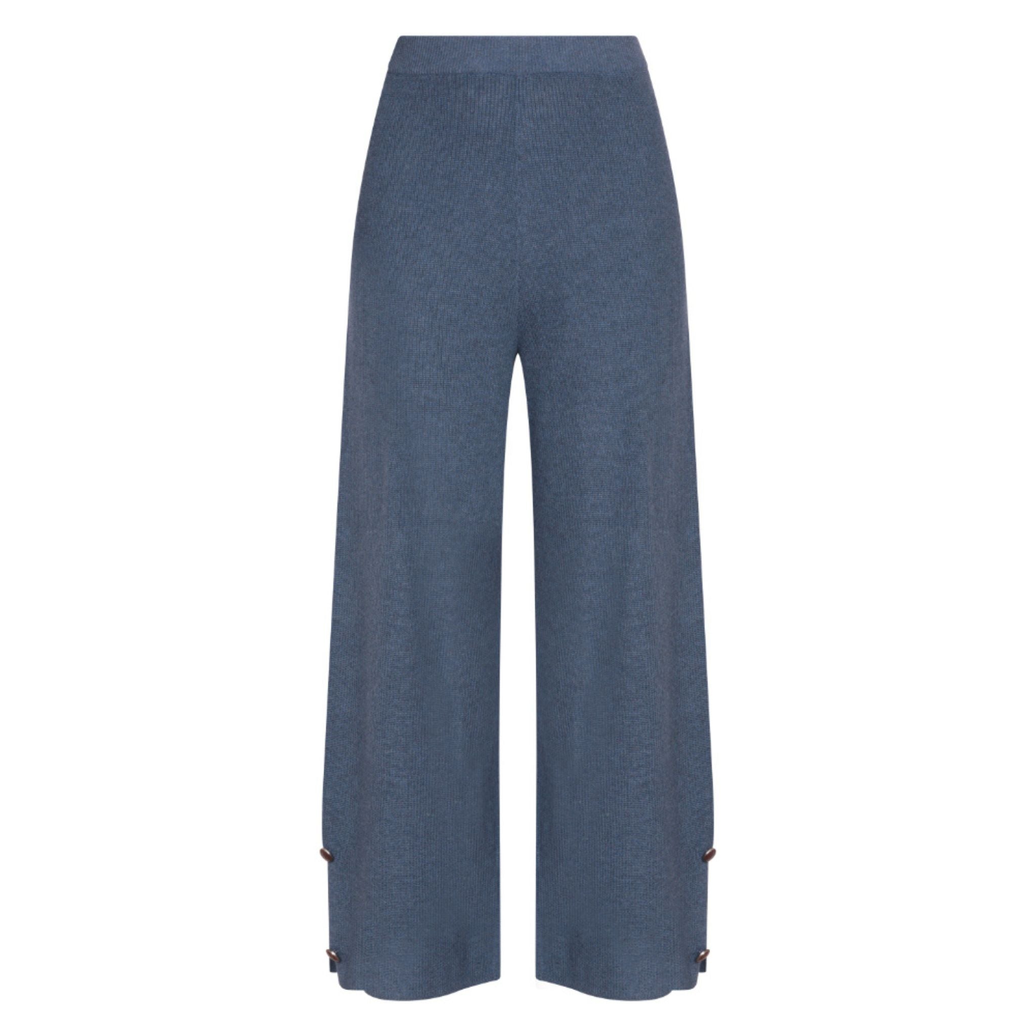 Cropped Culottes with Button Detail in Denim Blue