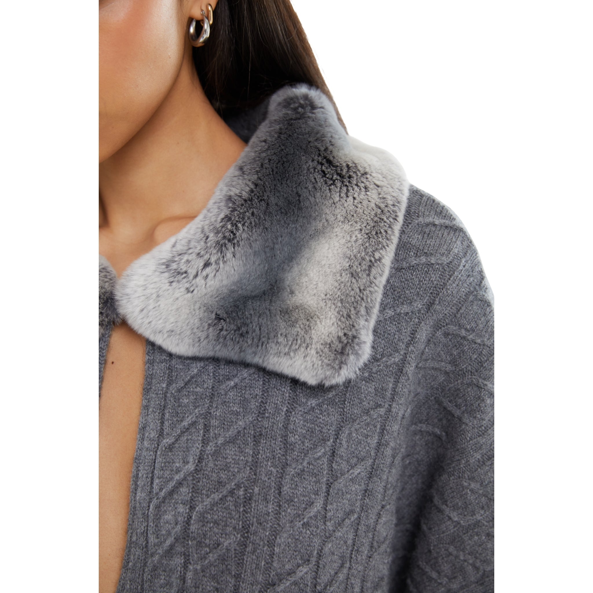 The Collar Detail Poncho in Storm