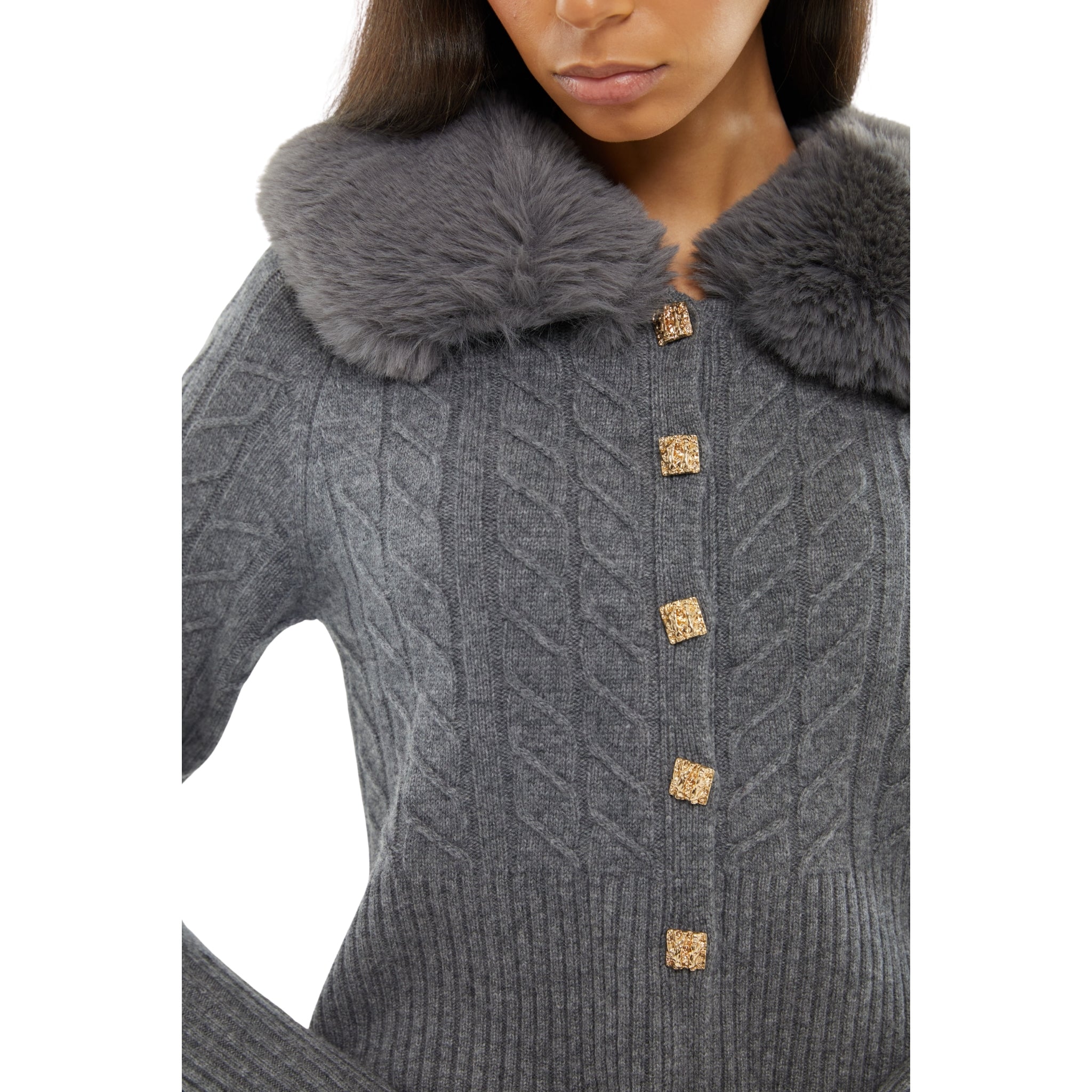 The Faux Collar Cardigan in Storm