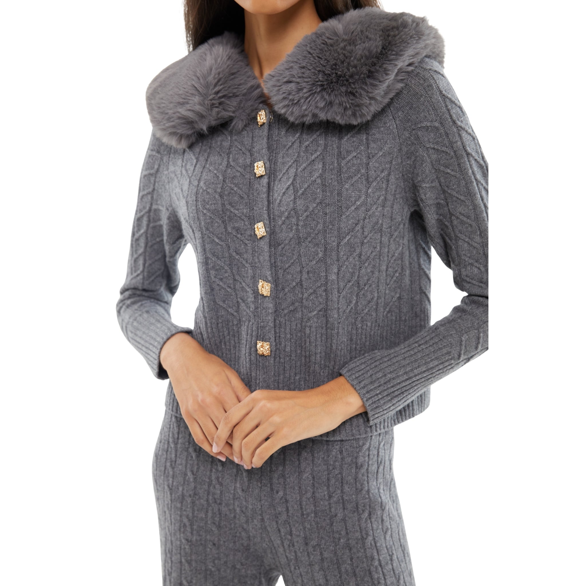 The Faux Collar Cardigan in Storm