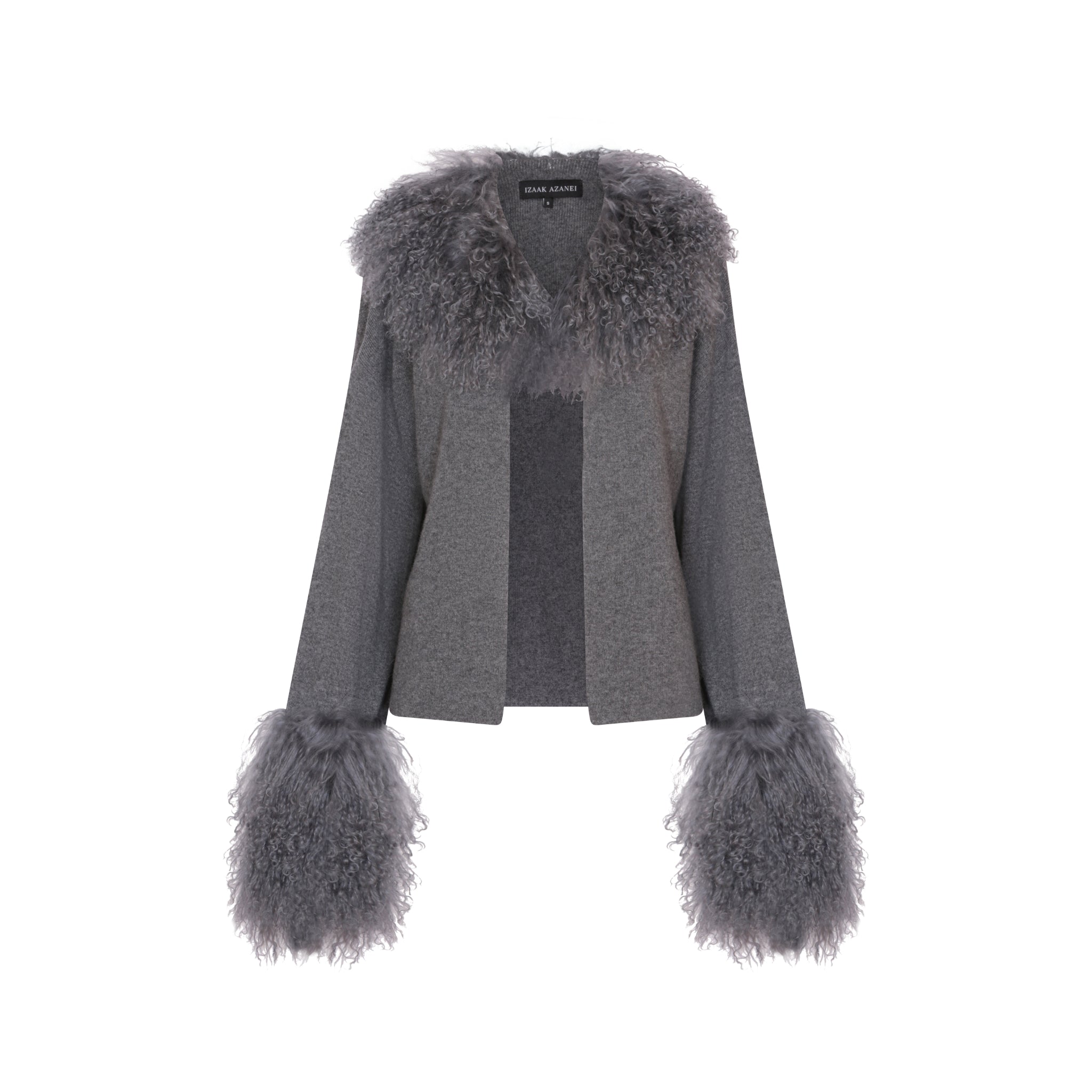 The Jacket with Shearling Collar & Cuffs in Storm