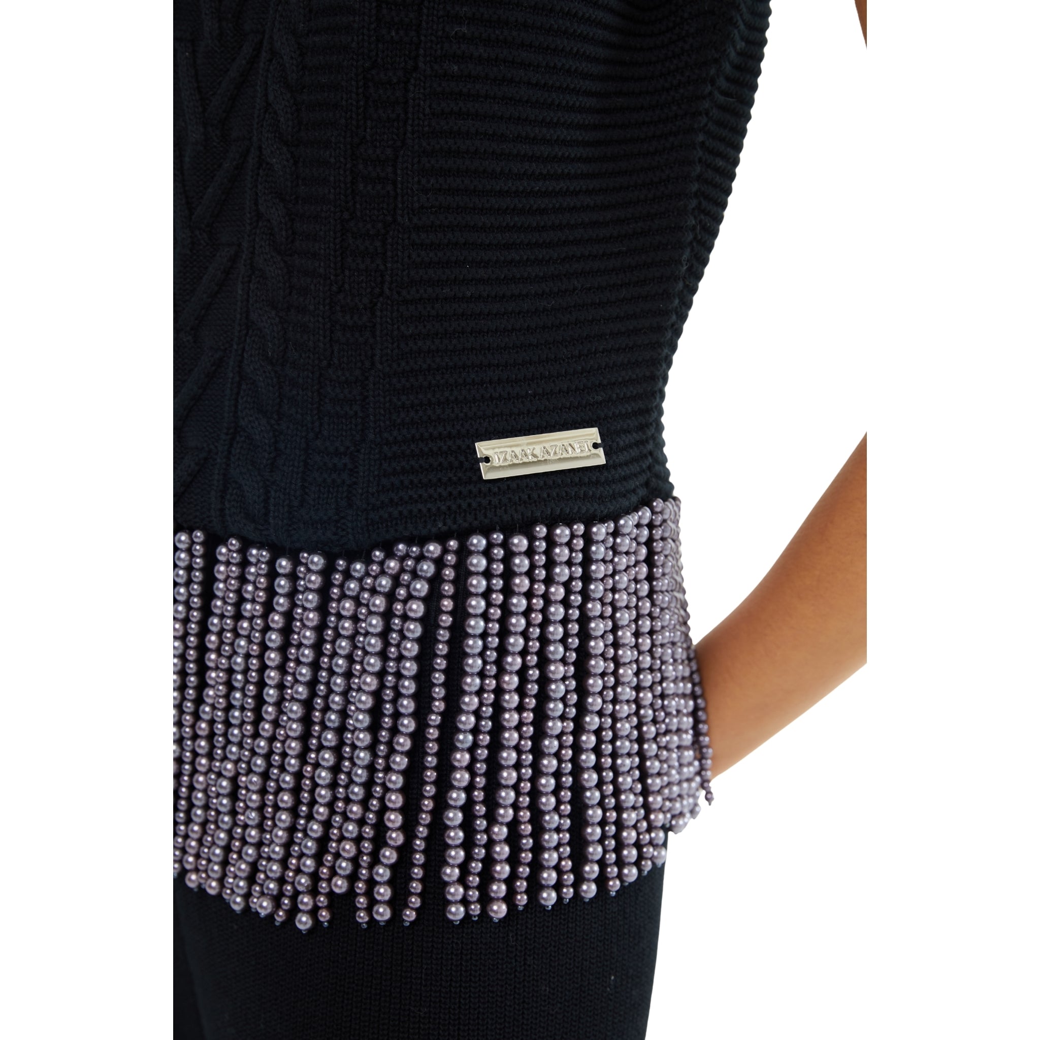 The Pearl Detail Sleeveless Top in Black