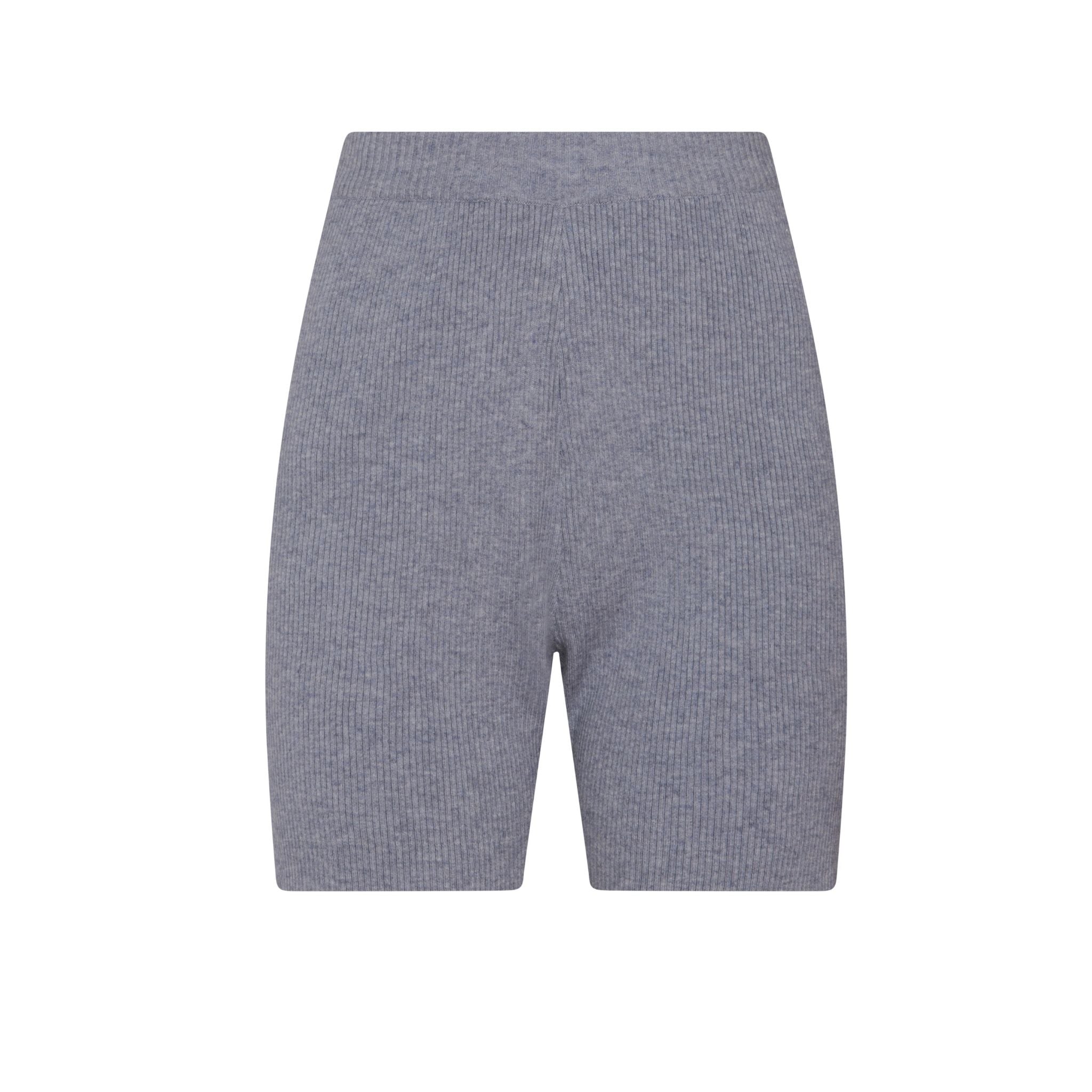 Grey Ribbed Biker Shorts
