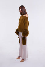 Load image into Gallery viewer, Criss-Cross Sweater with Shearling Cuffs in Monk
