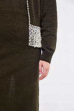 Load image into Gallery viewer, Cropped Pearl Detail Cardigan in Olive
