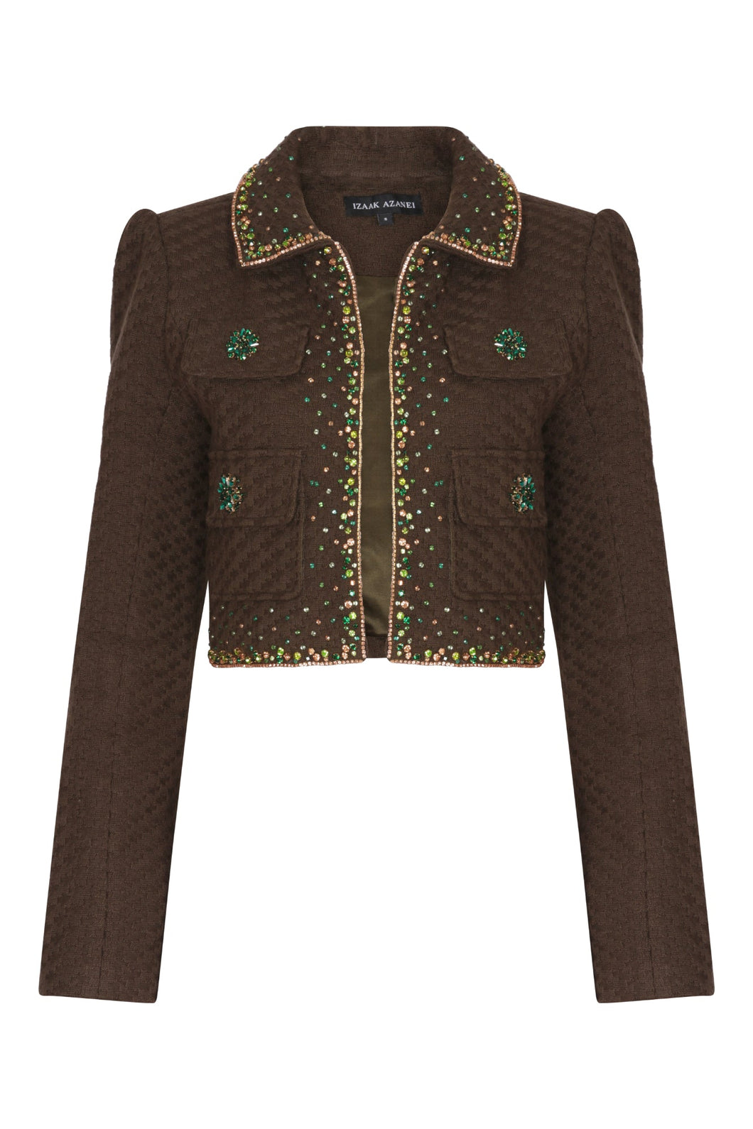 Embellished Structured Jacket in Olive