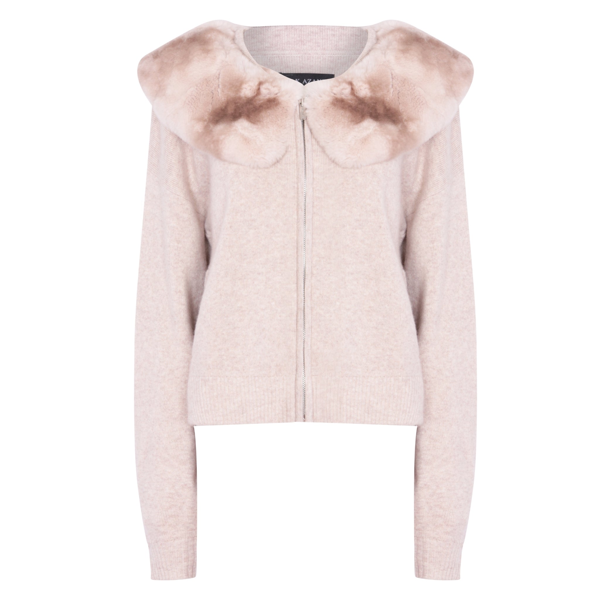 Zip Up Sweater with Collar in Sand
