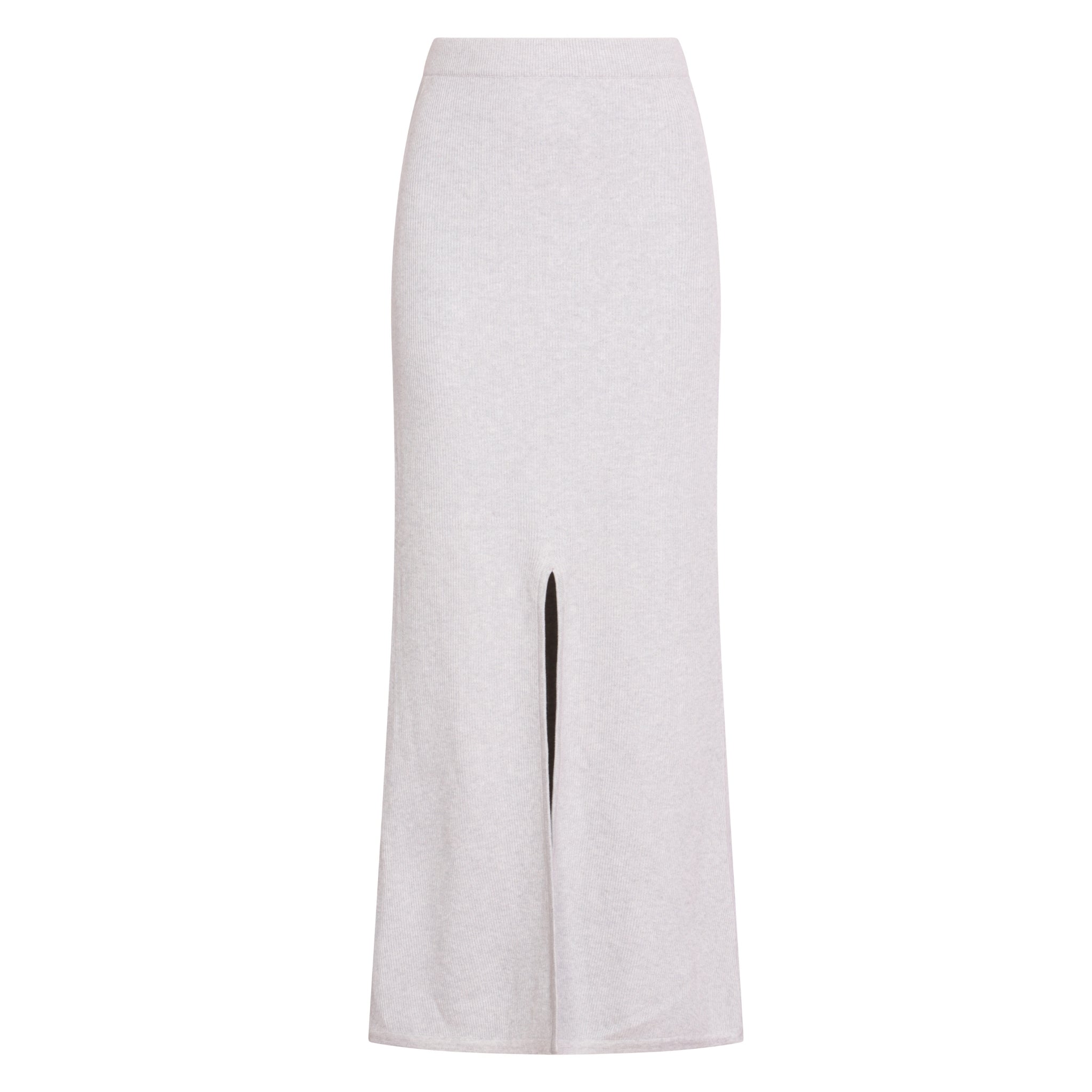 Ribbed Maxi Skirt with Slit in Ash