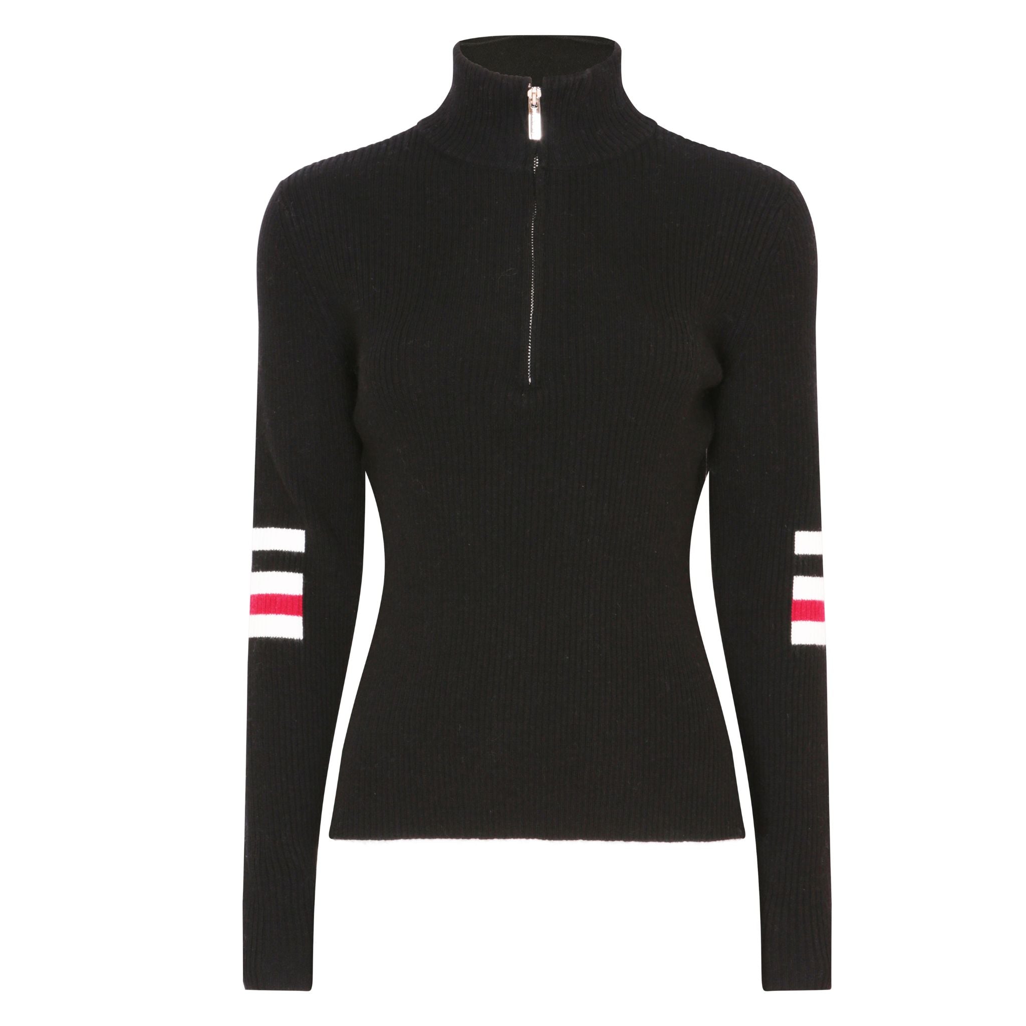 The Triple Stripe Detail Zip Up in Black