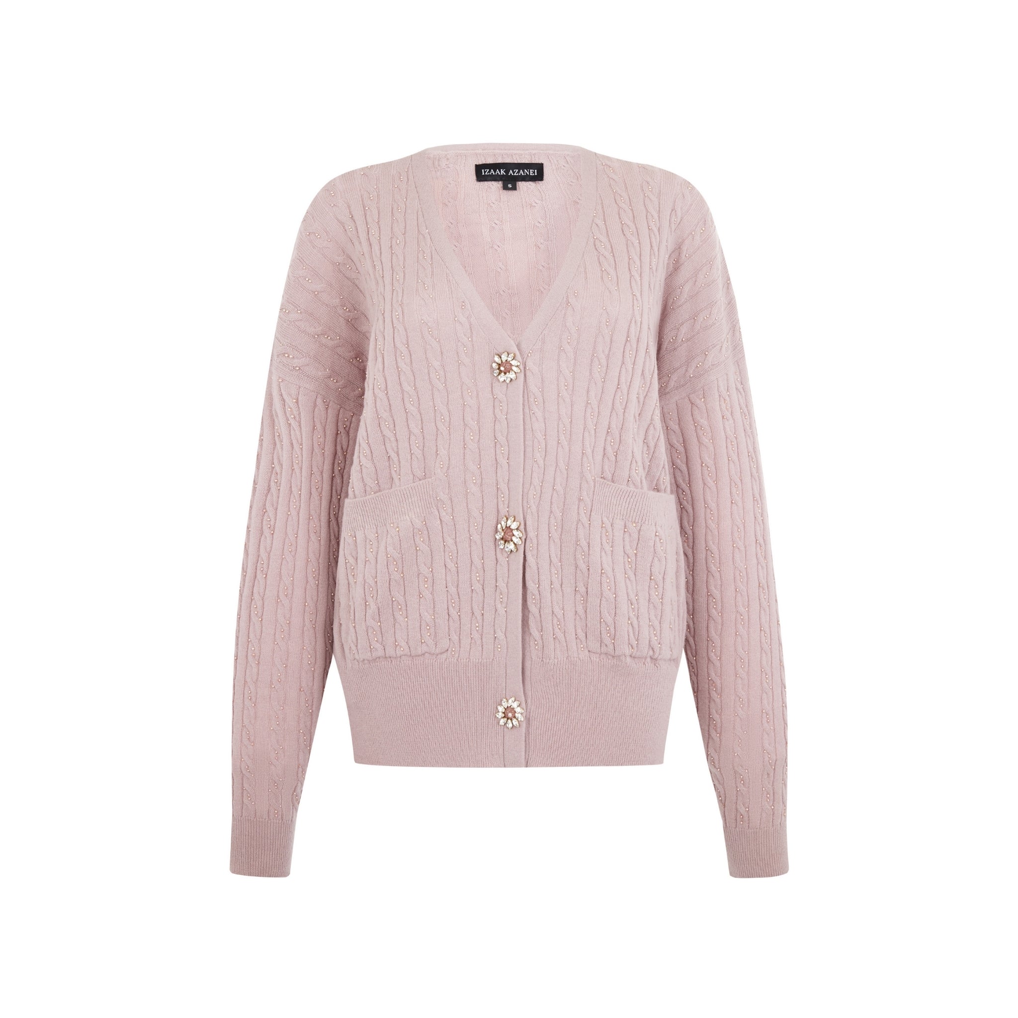 Rose Embellished Cable Cardigan
