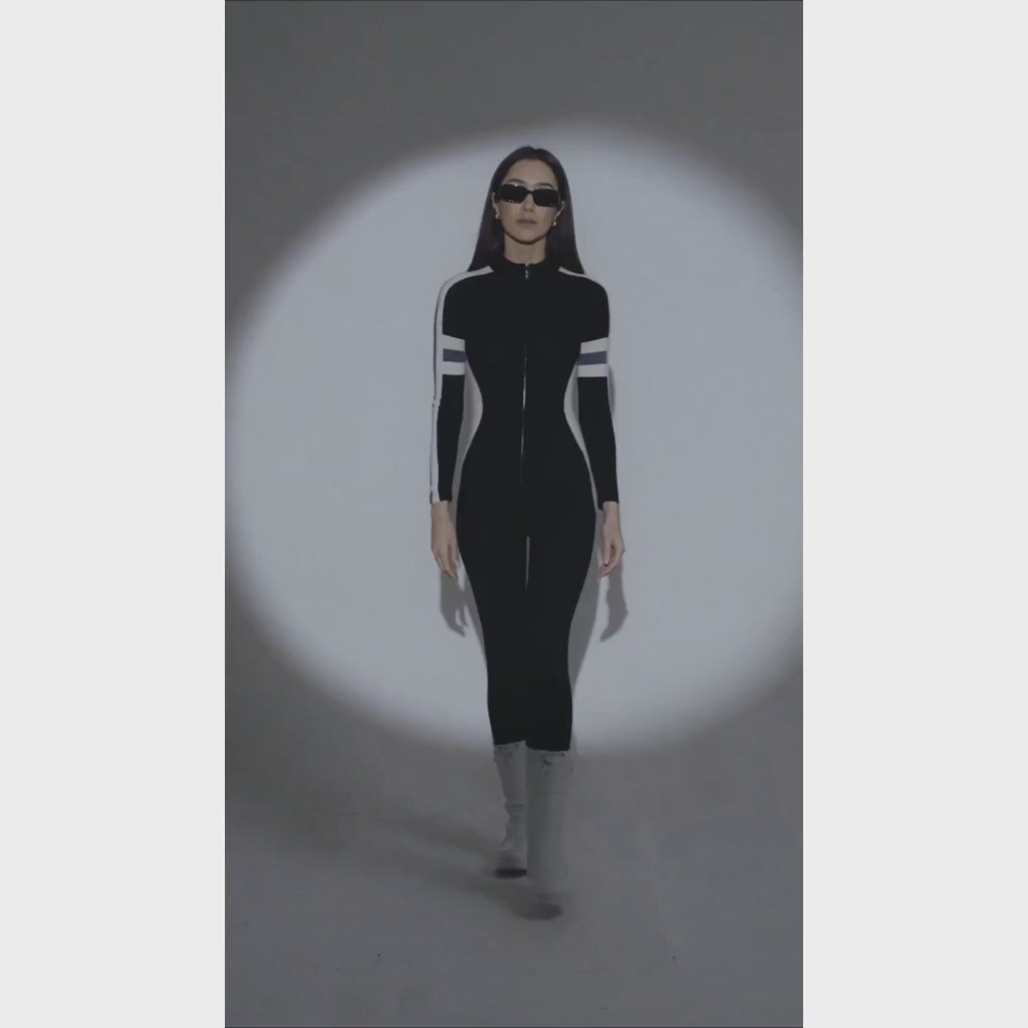 The Stripe Detail Jumpsuit with Cuffs in Black