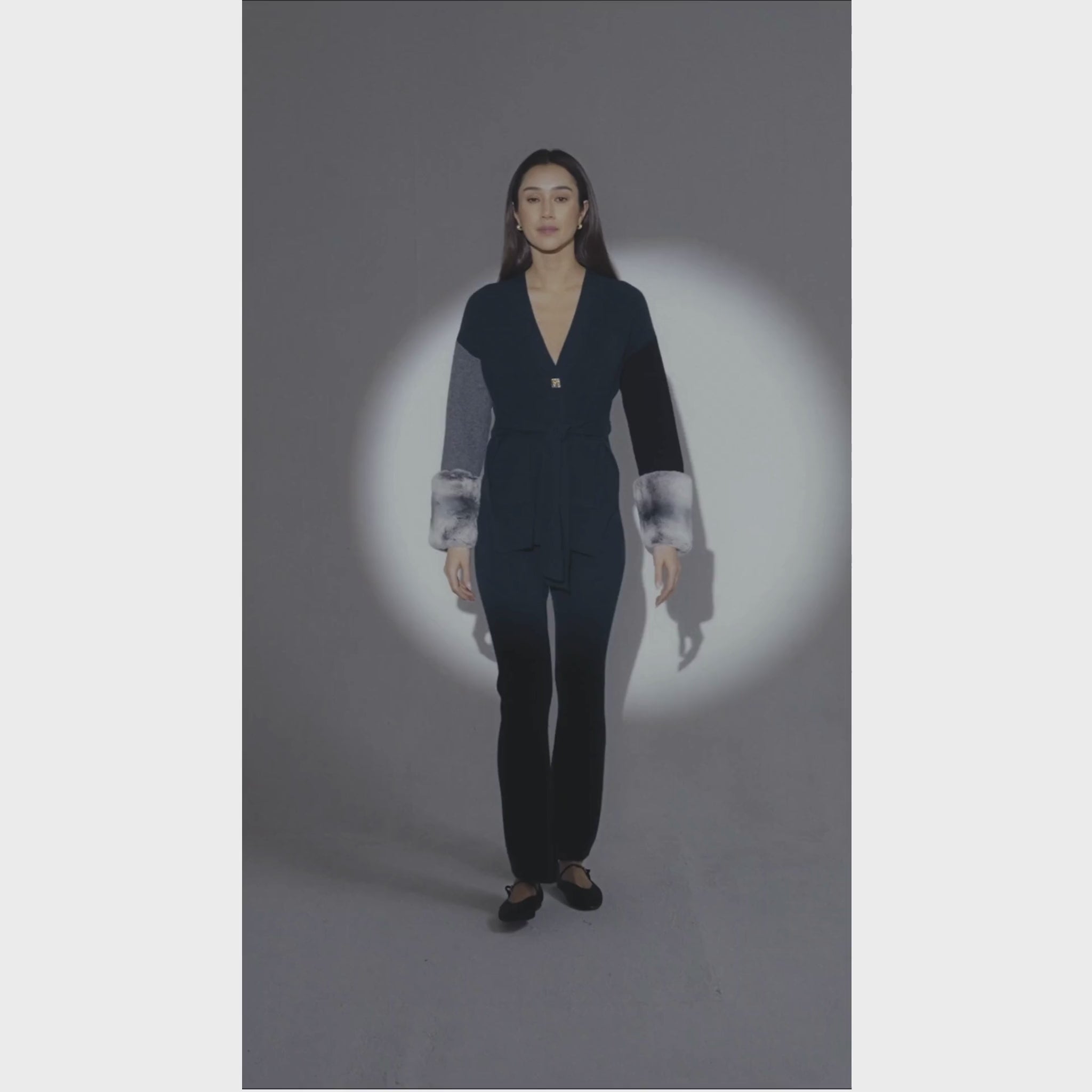 The Tie Detail Cuff Cardigan in Emerald, Storm and Black