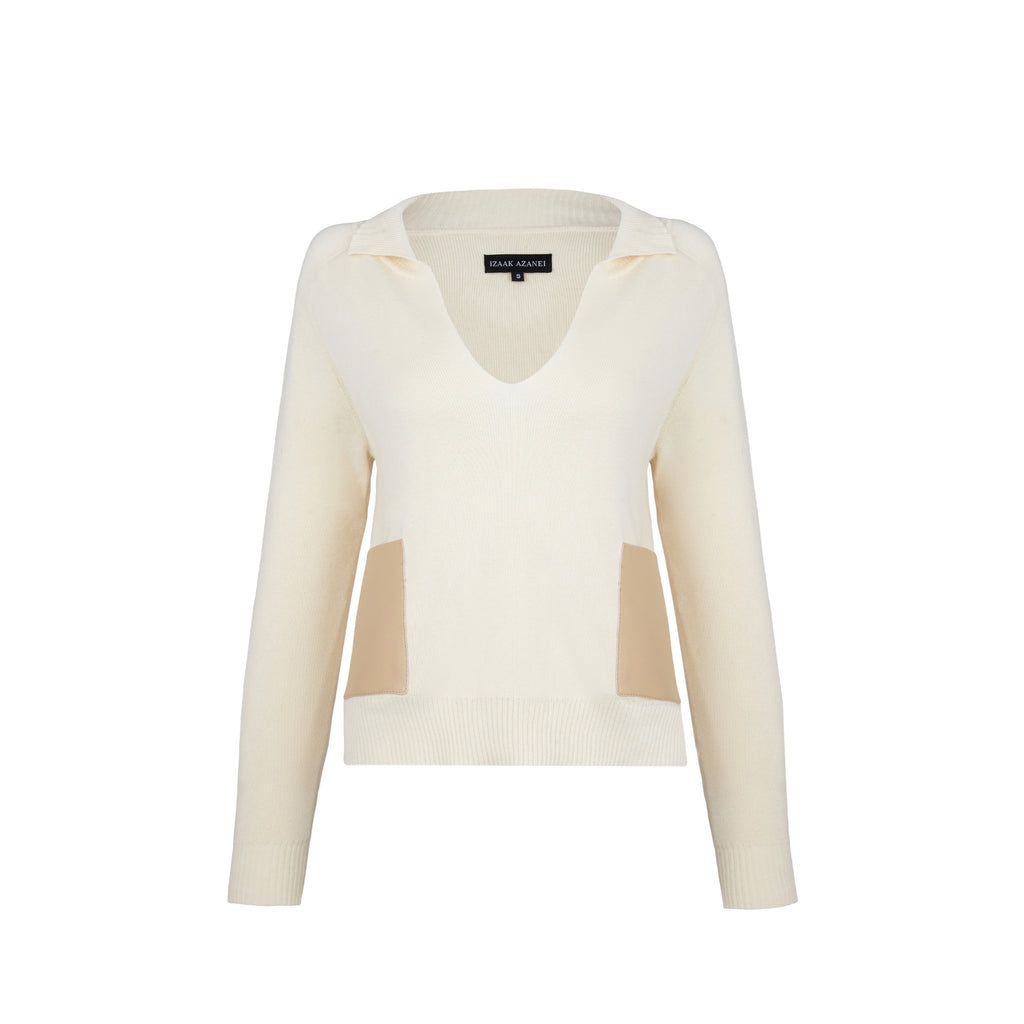 Collared Shirt with Leather Pockets