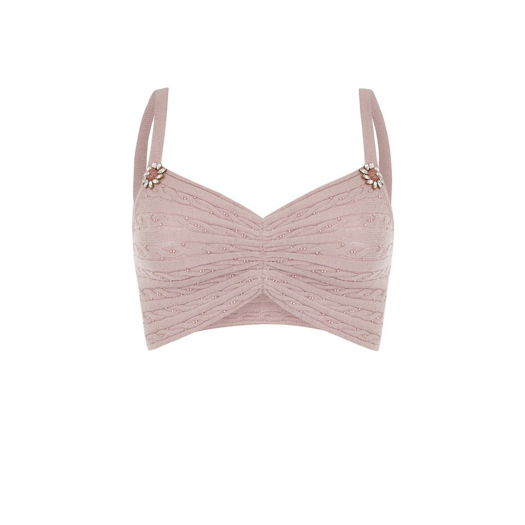 Embellished Cable Cropped Top
