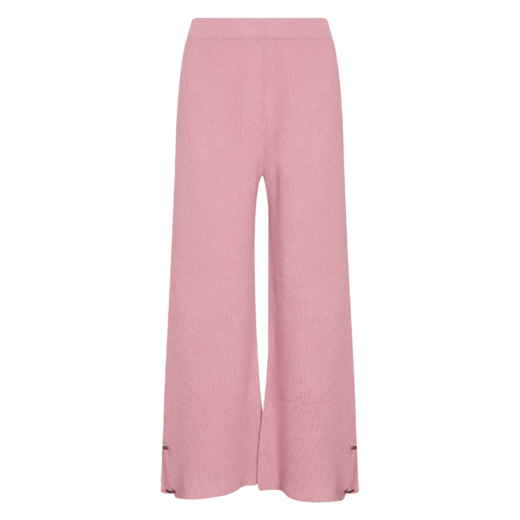 Cropped Pants with Button Detail in Blush