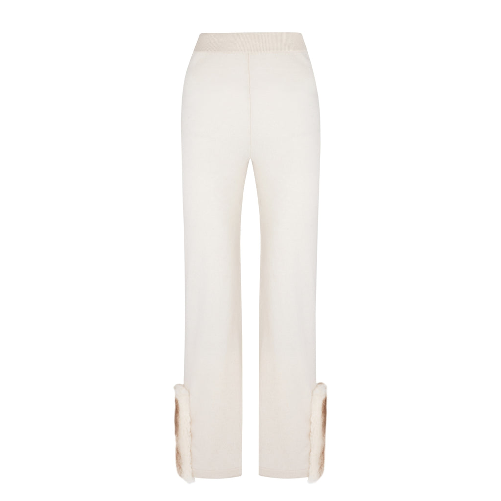 Cropped Flared Fur Slit Pants