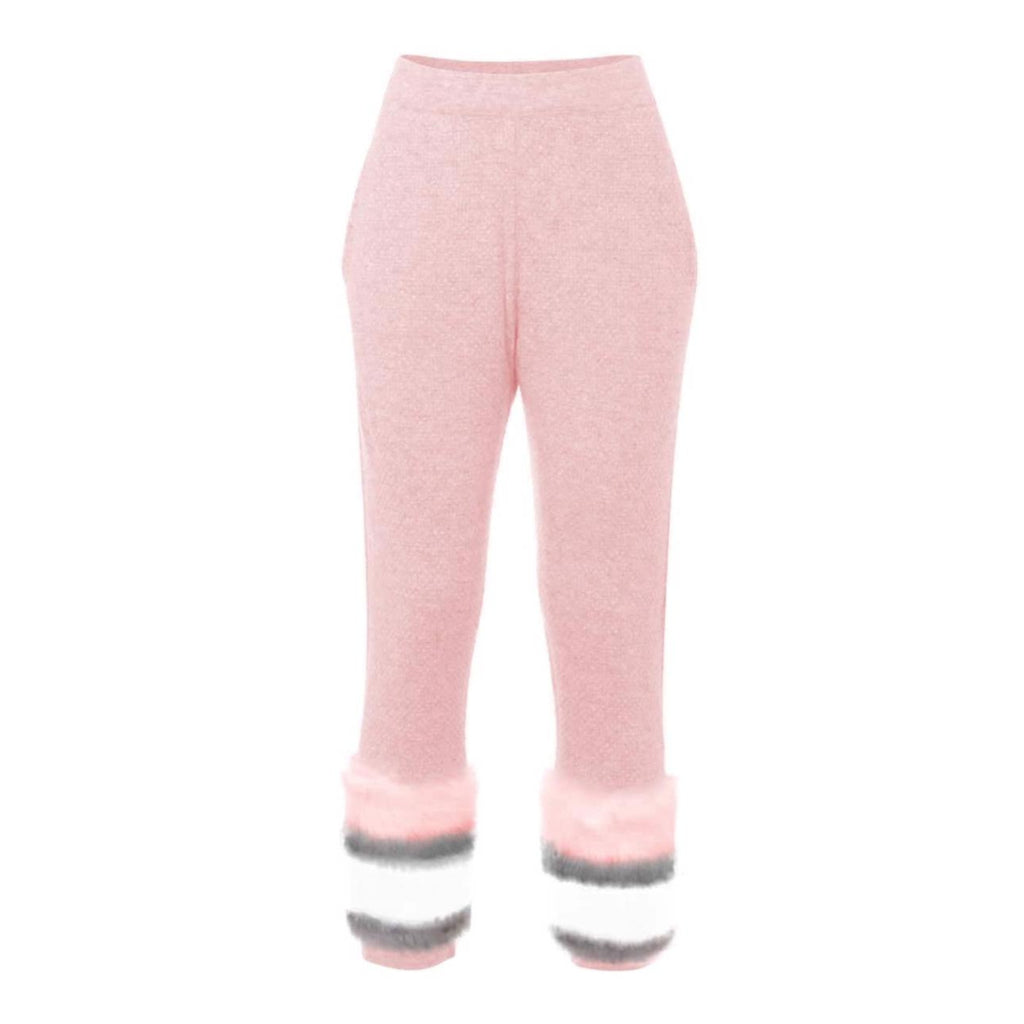 Pink Faux Trim Pants