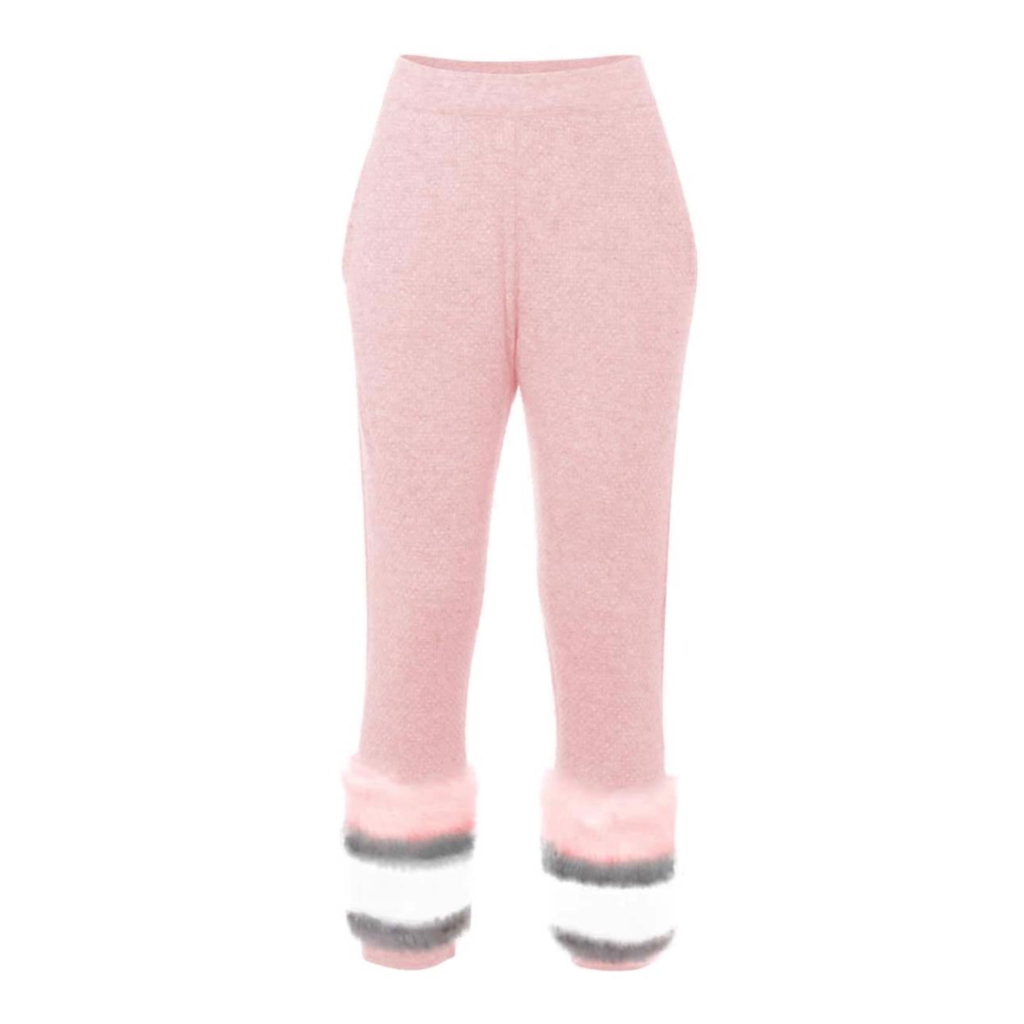 Pink Faux Trim Pants