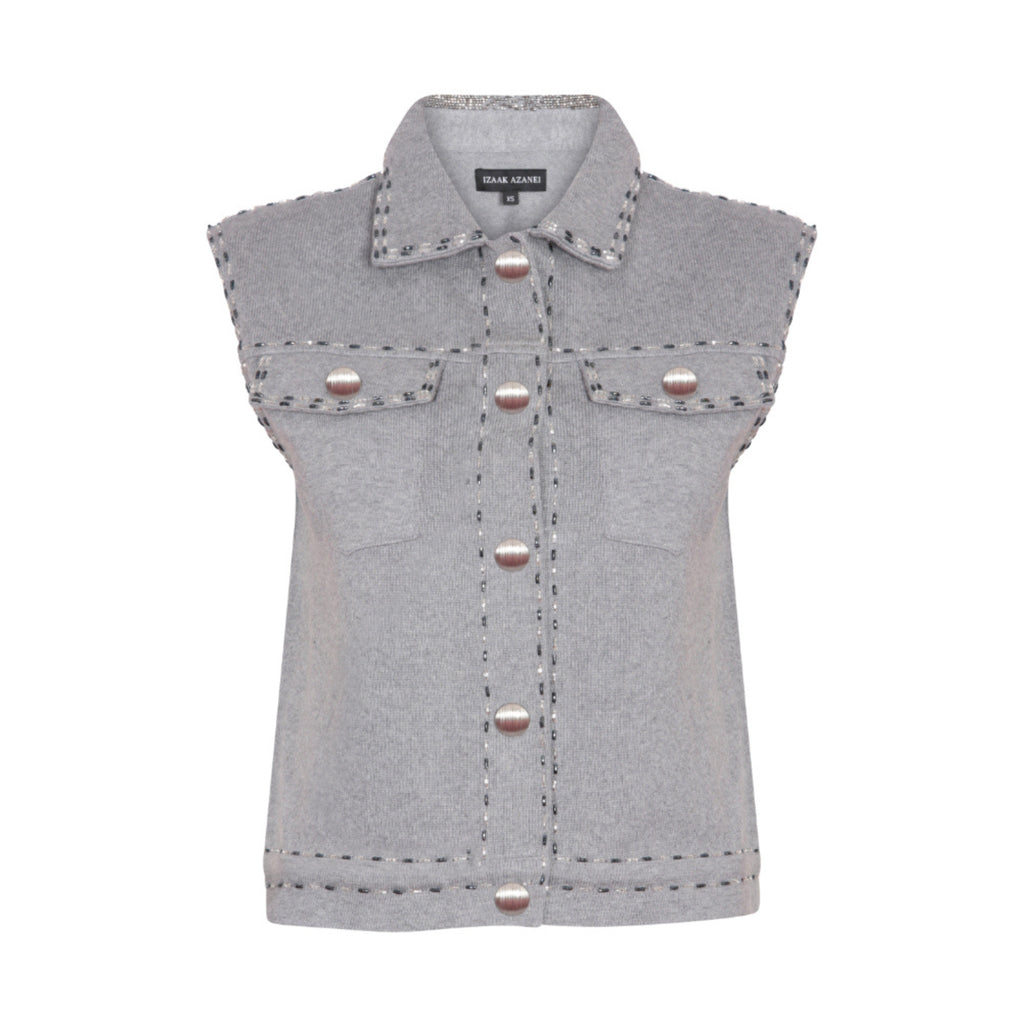 Embellished Waistcoat in Stone