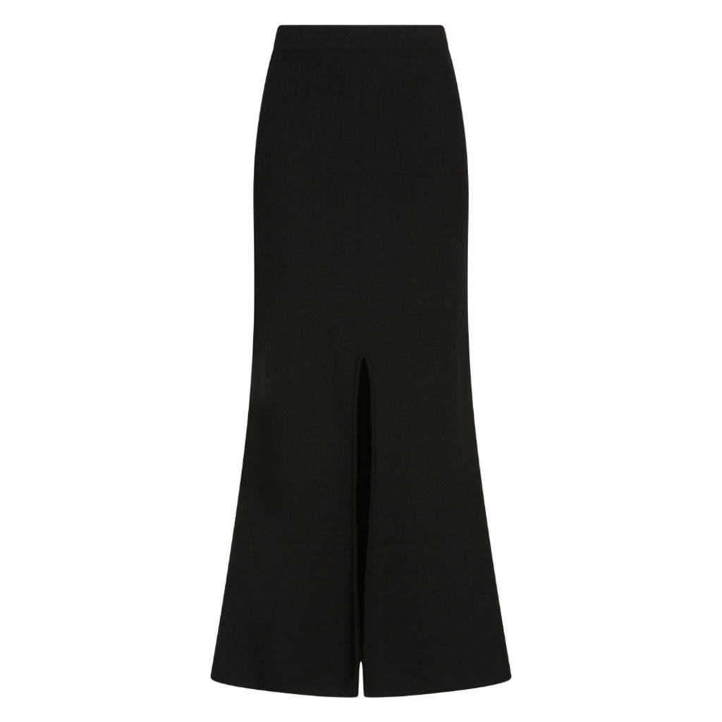 Ribbed Maxi Skirt in Black