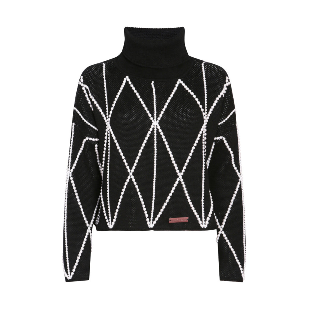 Embellished High Neck Sweater in Monochrome