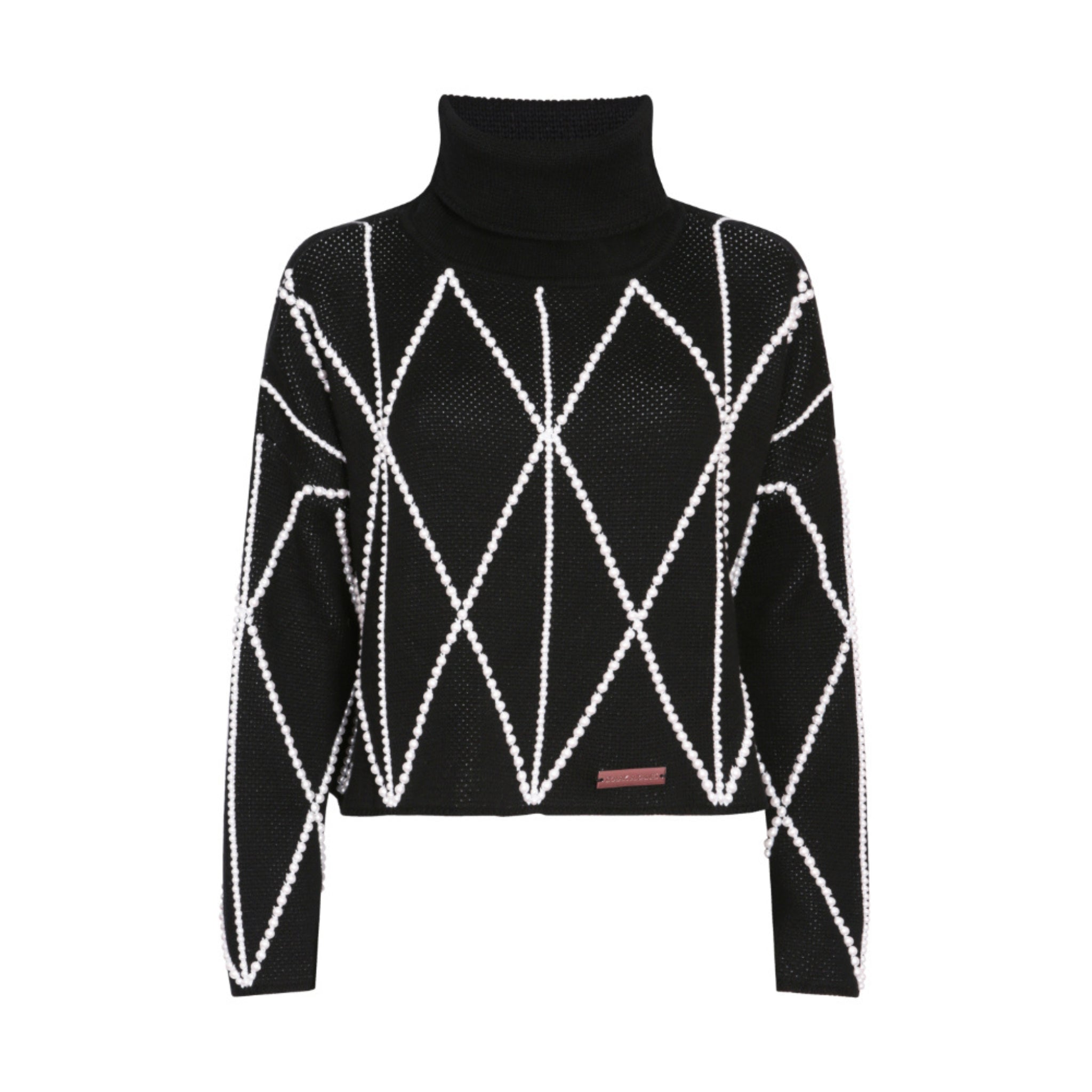 Embellished High Neck Sweater in Monochrome