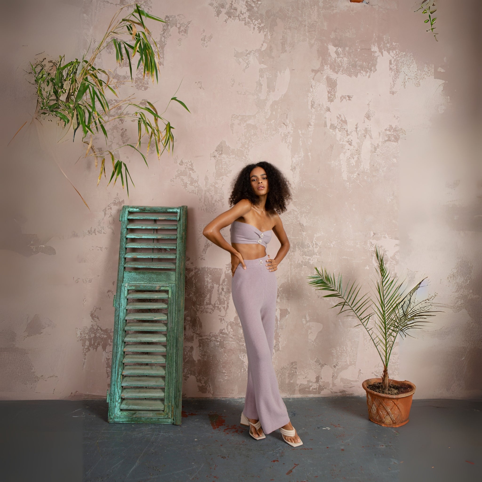 Rose Embellished Flared Pants