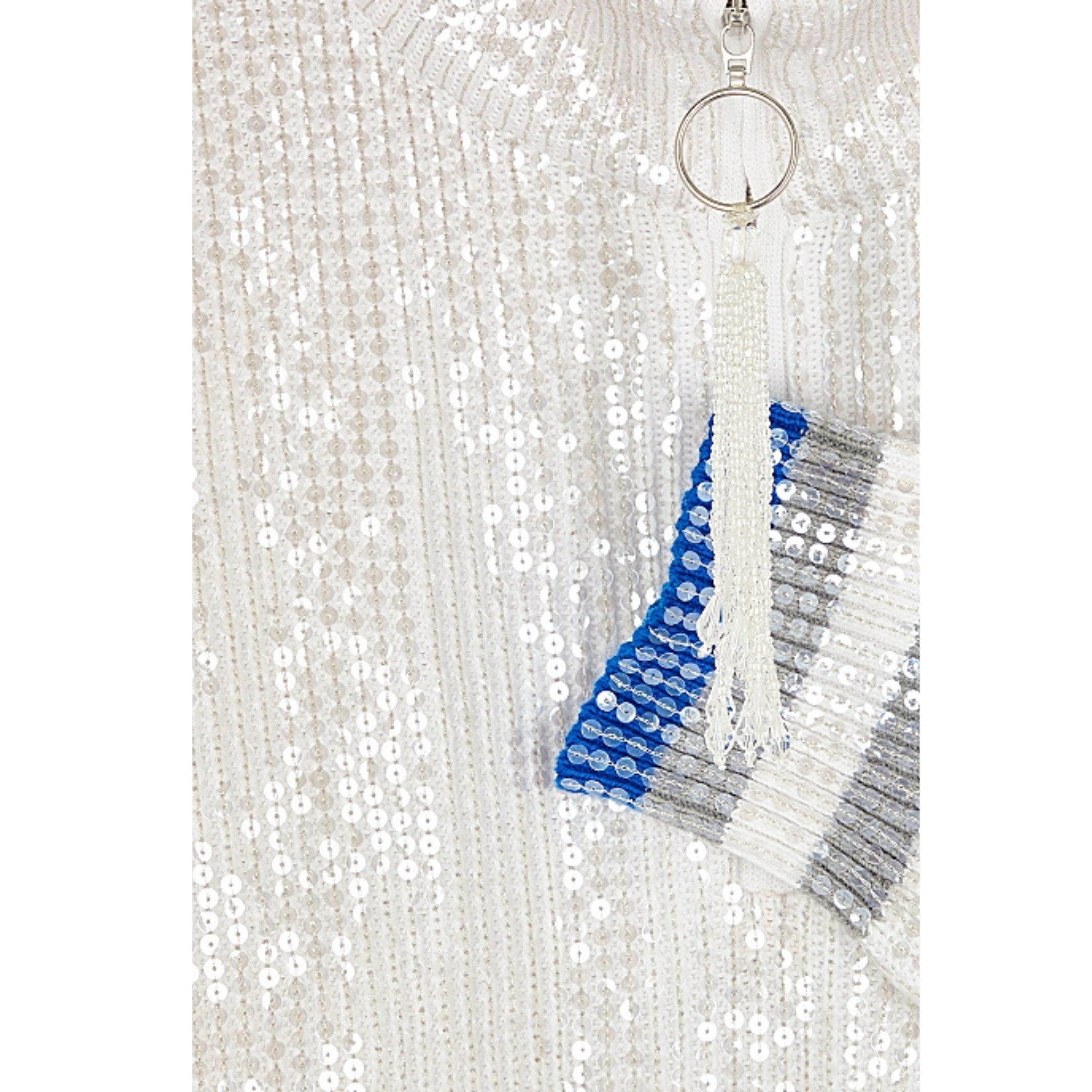 White Sequin Zip Jumper
