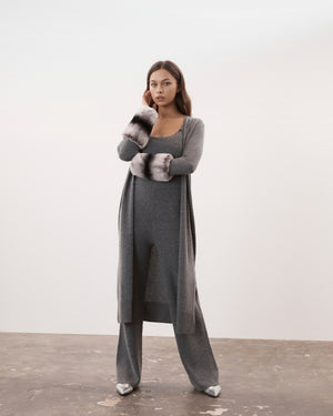 Charcoal Grey Long Cuff Cardigan