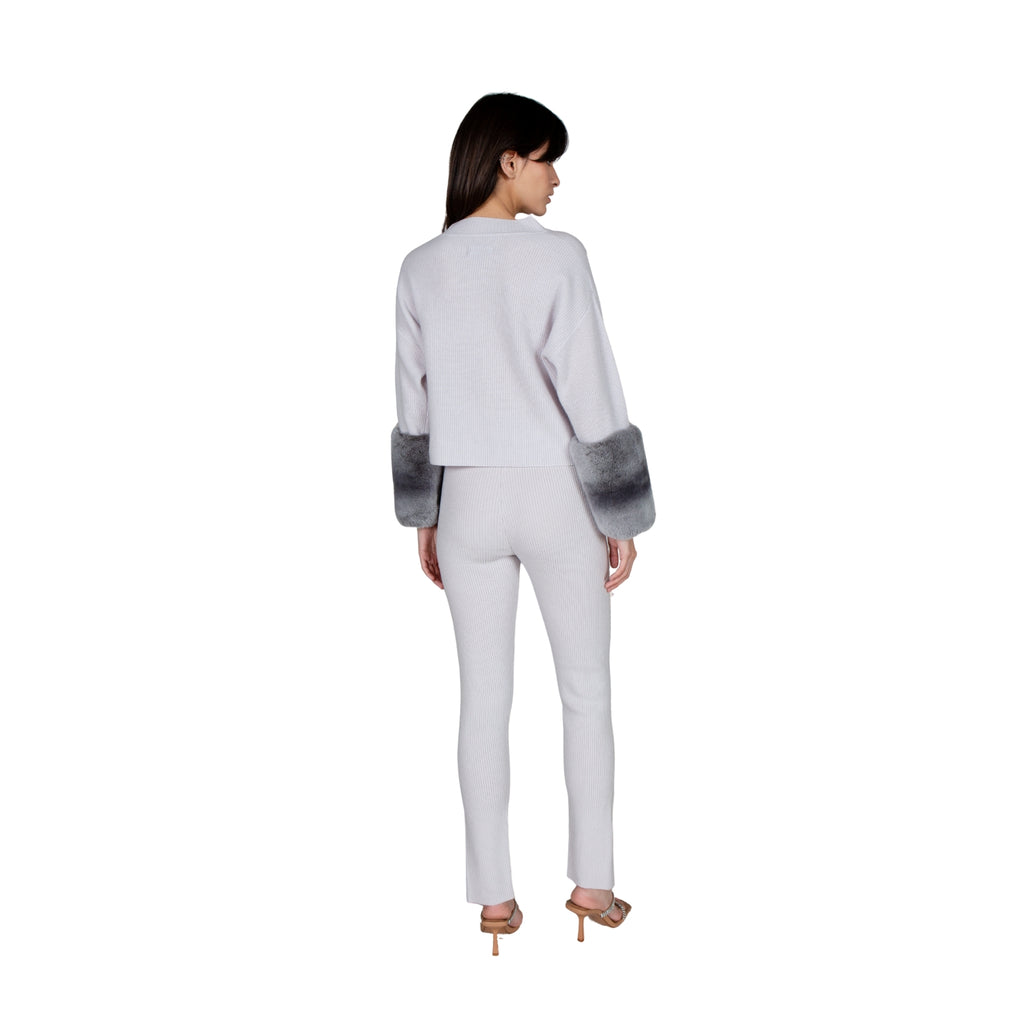 Grey Tie Detailed Chiinchilla Cuff Sweater