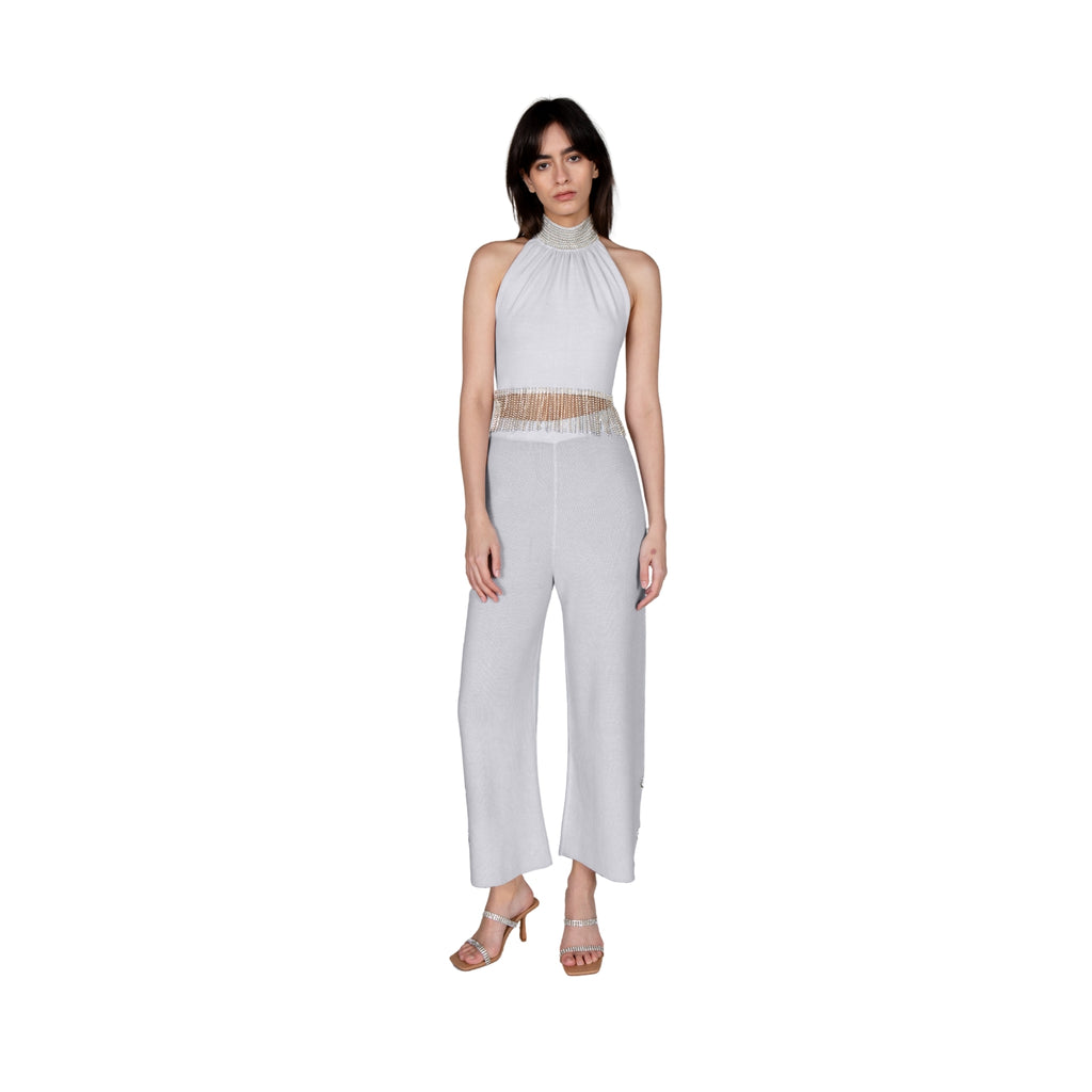 Grey Embellished Flared Pants