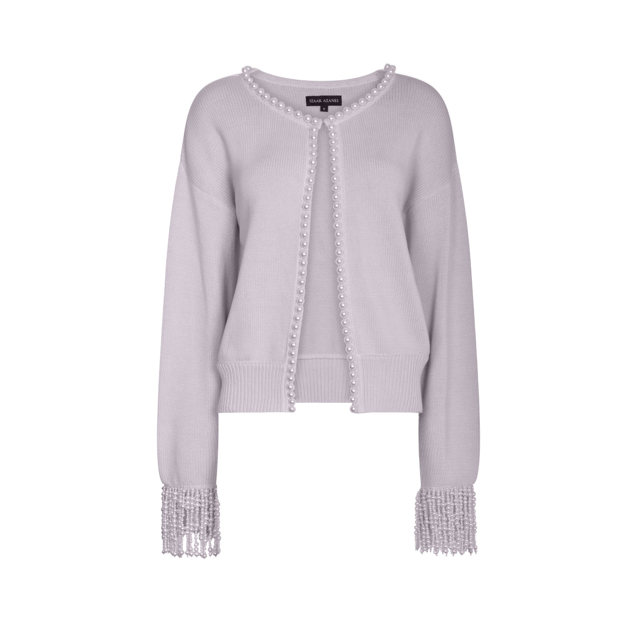 Grey Pearl-Lined Cardigan