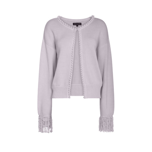 Grey Pearl-Lined Cardigan