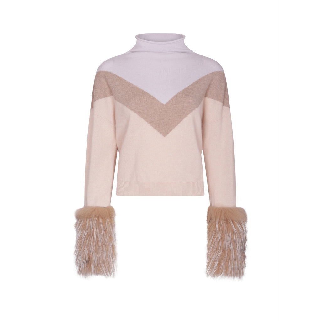 Colour Block High Neck Sweater