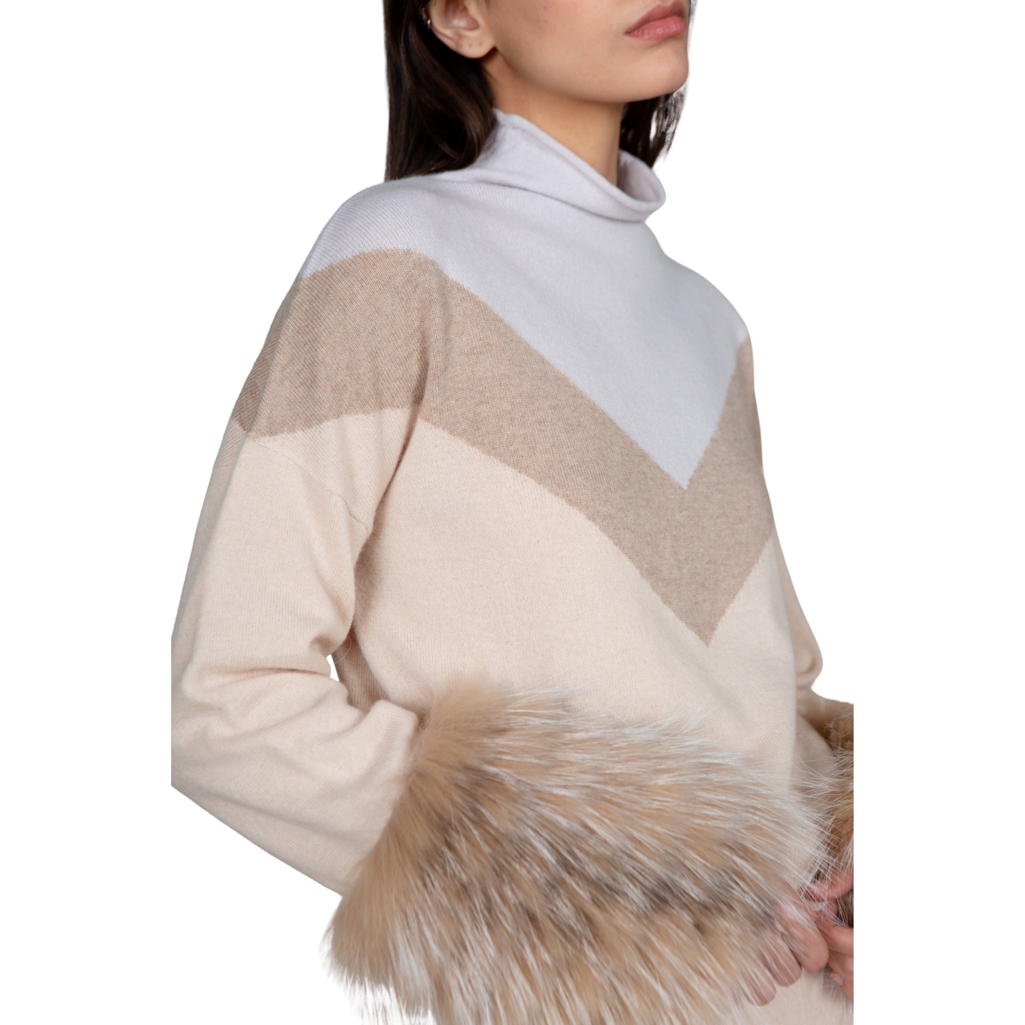 Colour Block High Neck Sweater