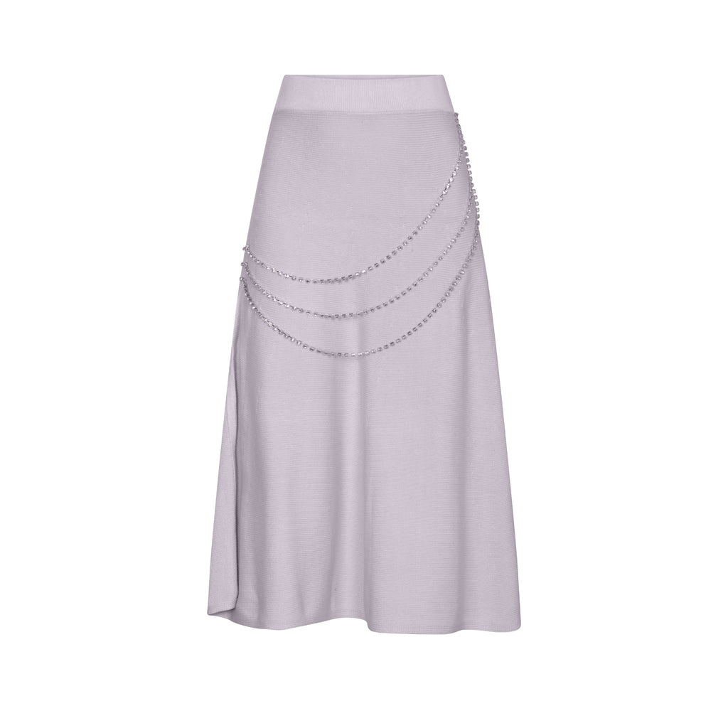 Grey Crystal Chain Embellished Skirt