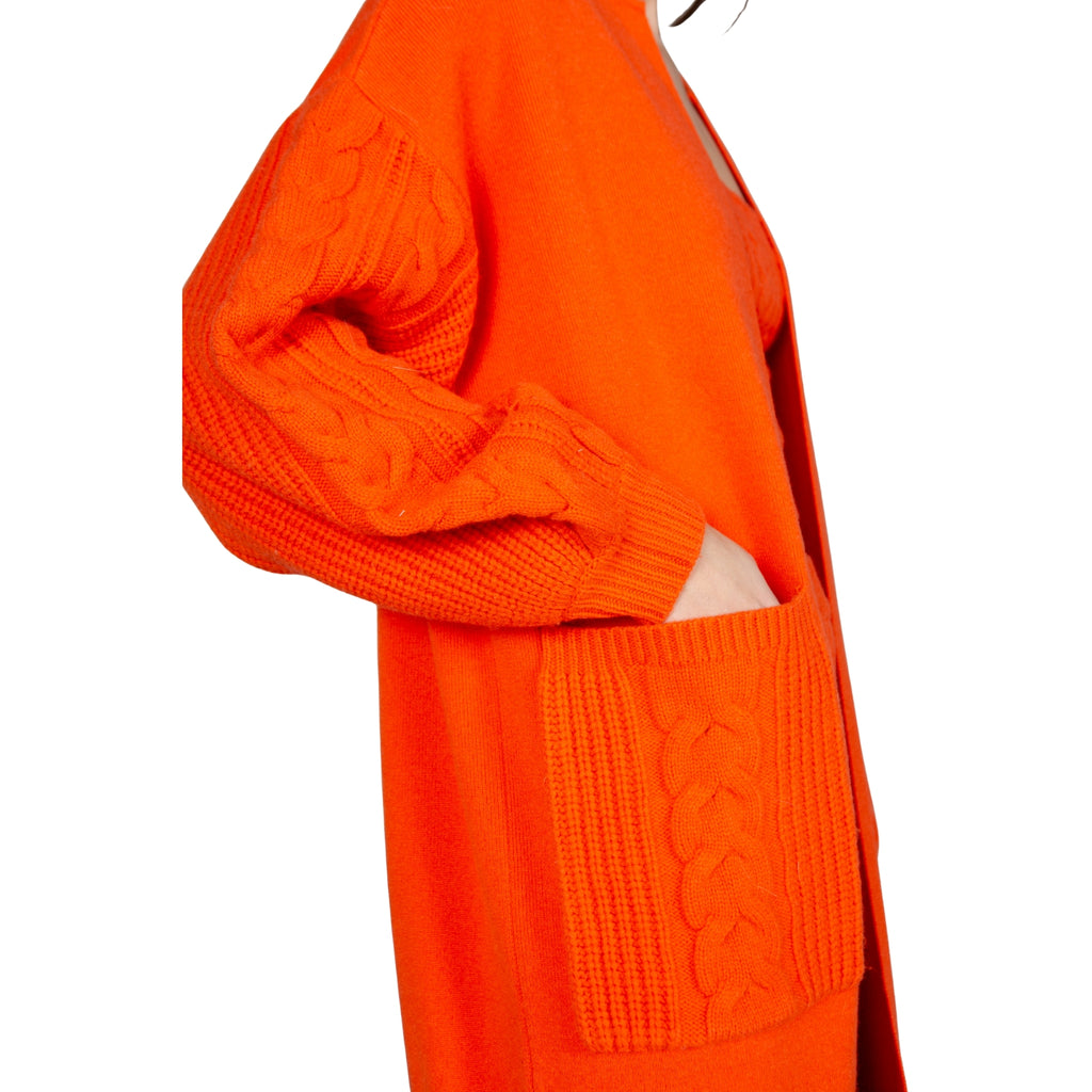 Orange Shearling Trim Coat
