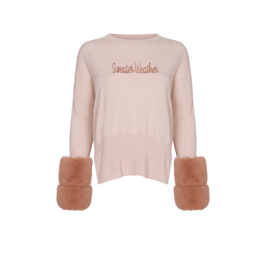 Embroidered Faux Cuff Sweater