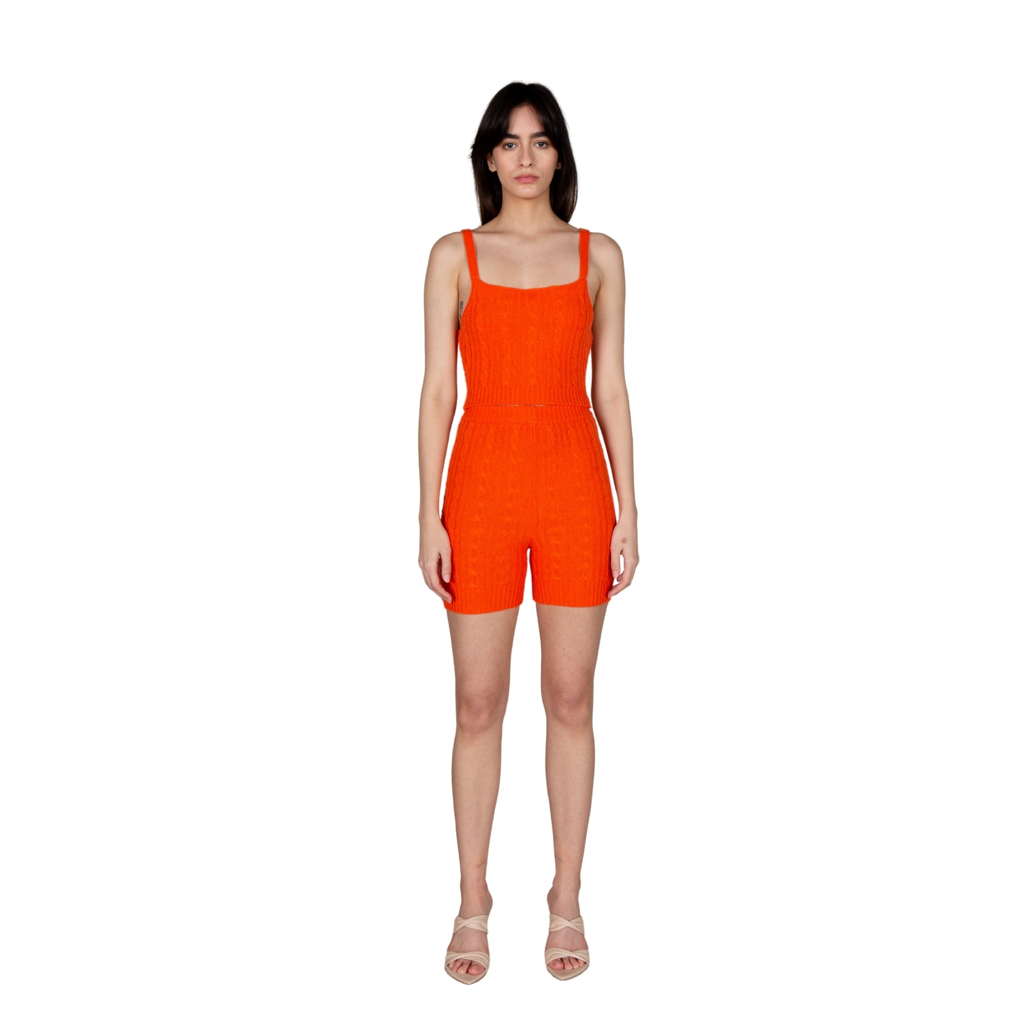 Orange Knit Biker Shorts