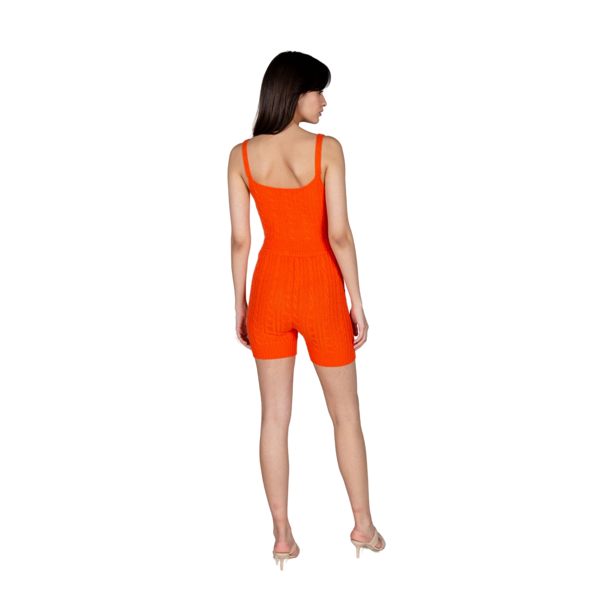 Orange Knit Biker Shorts