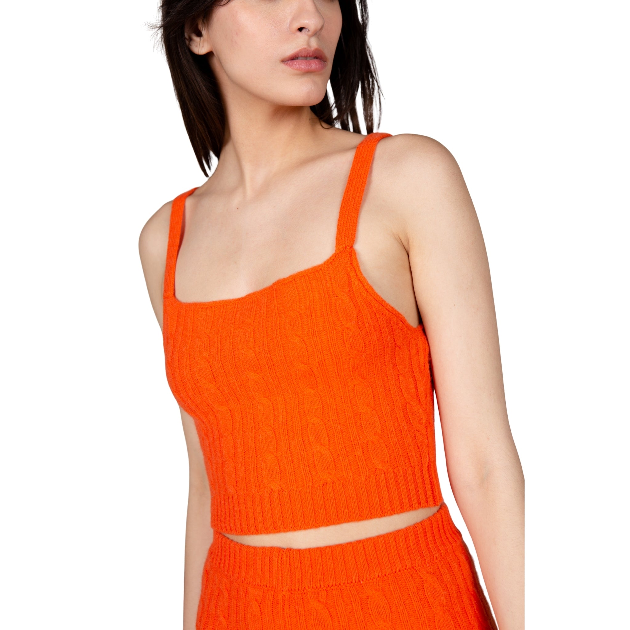 Orange Knit Biker Shorts