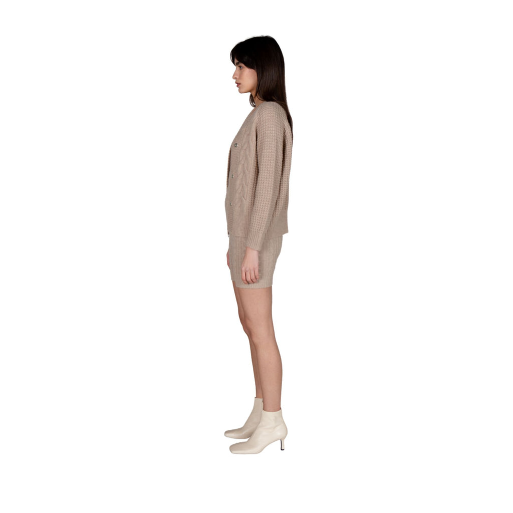 Beige Knit Biker Shorts
