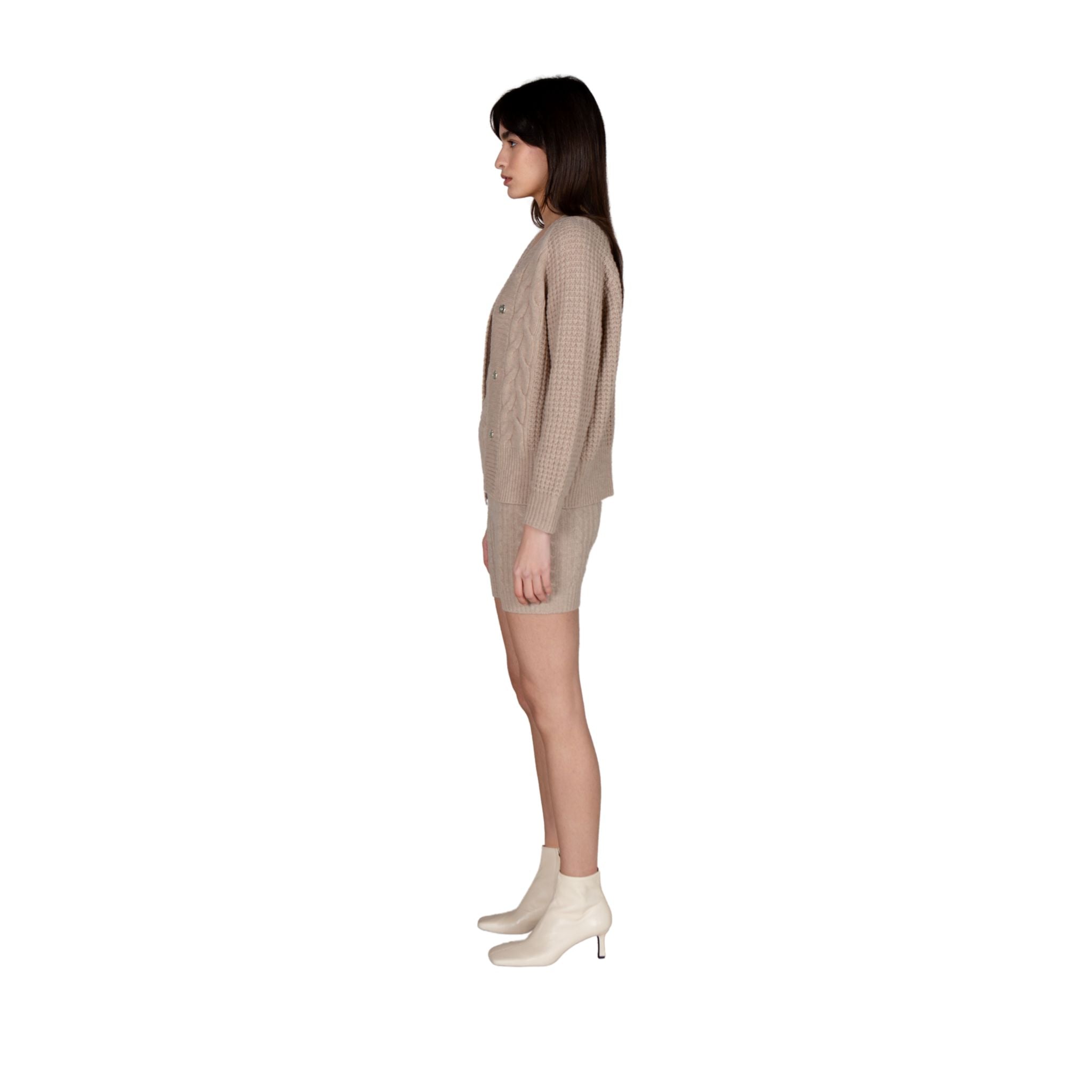 Beige Knit Biker Shorts