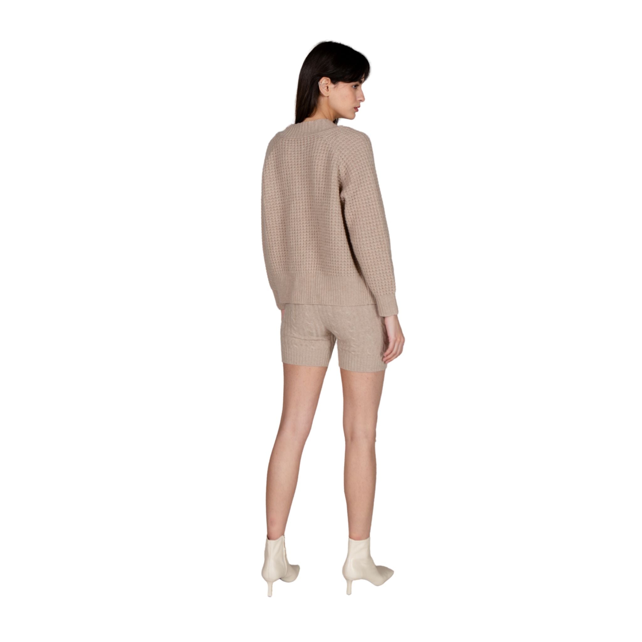 Beige Knit Biker Shorts