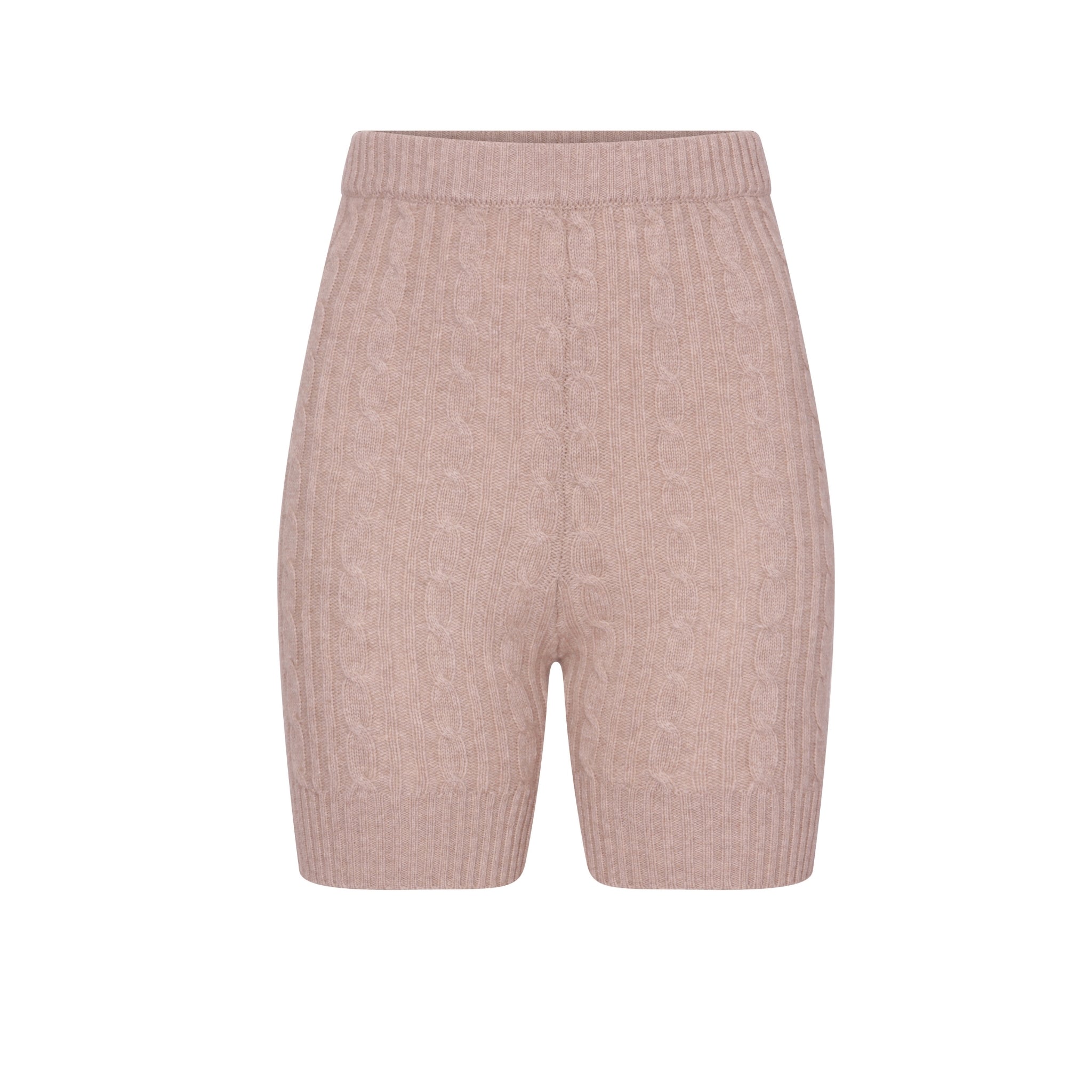 Beige Knit Biker Shorts