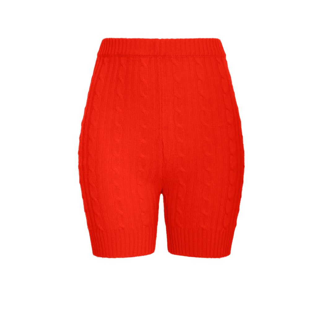 Orange Knit Biker Shorts